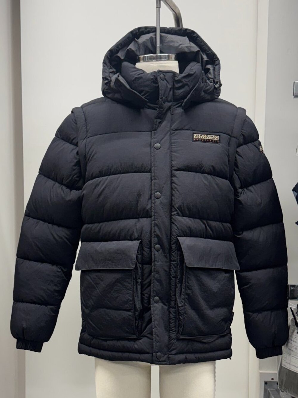 Napapijri Black Modular 3-in-1 Jacket – Removable Hood & Sleeves